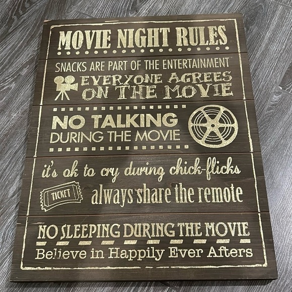 Hobby Lobby Other - NWT Hobby Lobby Movie Night Rules Wooden Sign